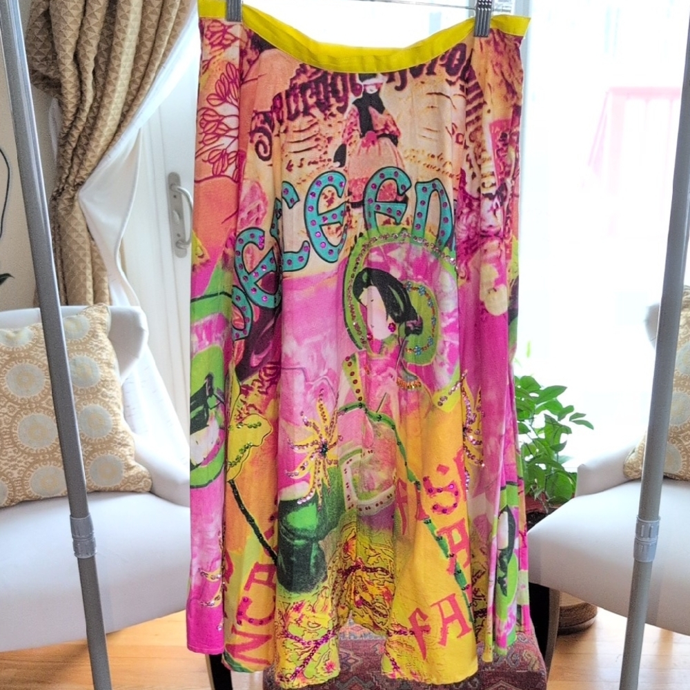 NEW Vibrant Pink and Yellow Women's A-Line Skirt